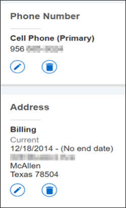 Screenshot of the Personal Information boxes